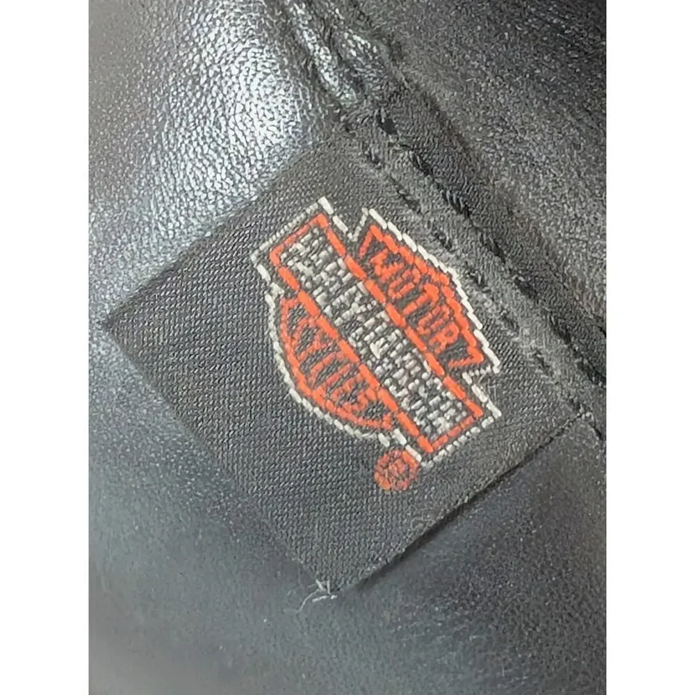 HARLEY DAVIDSON! BLACK GENUINE LEATHER CLASSIC HEAVY DUTY BIKER BOOTS! SZ 11M